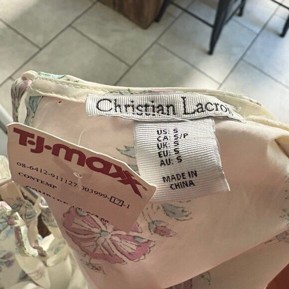 Christian Lacroix White Floral Lace Up Back Dress Size Small - Picture 7 of 9